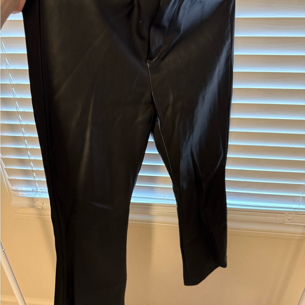 Black leather Zara capri’s